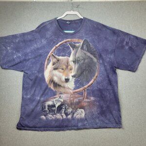 The Mountain Dream Catcher Wolf Purple Tie Dye T-shirt Tee Size 3X Y2K 2011